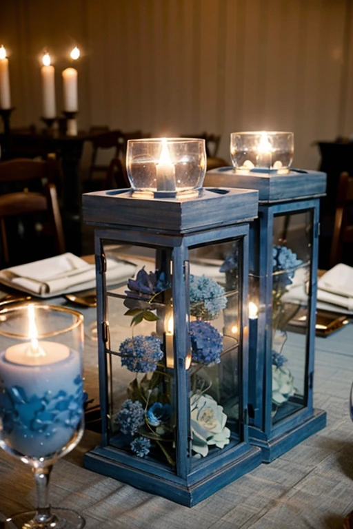 dusty blue wedding centerpiece