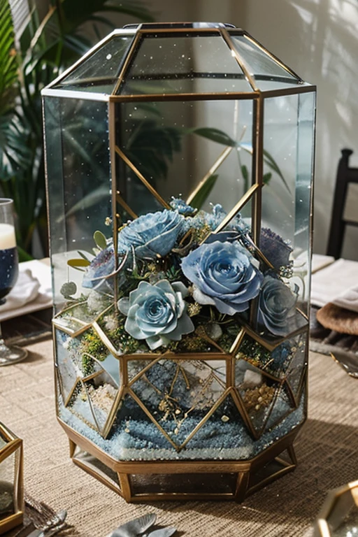 dusty blue wedding centerpiece