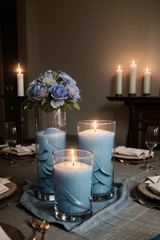 dusty blue wedding centerpiece