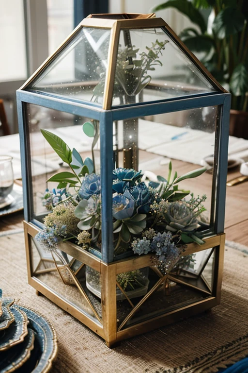 dusty blue wedding centerpiece