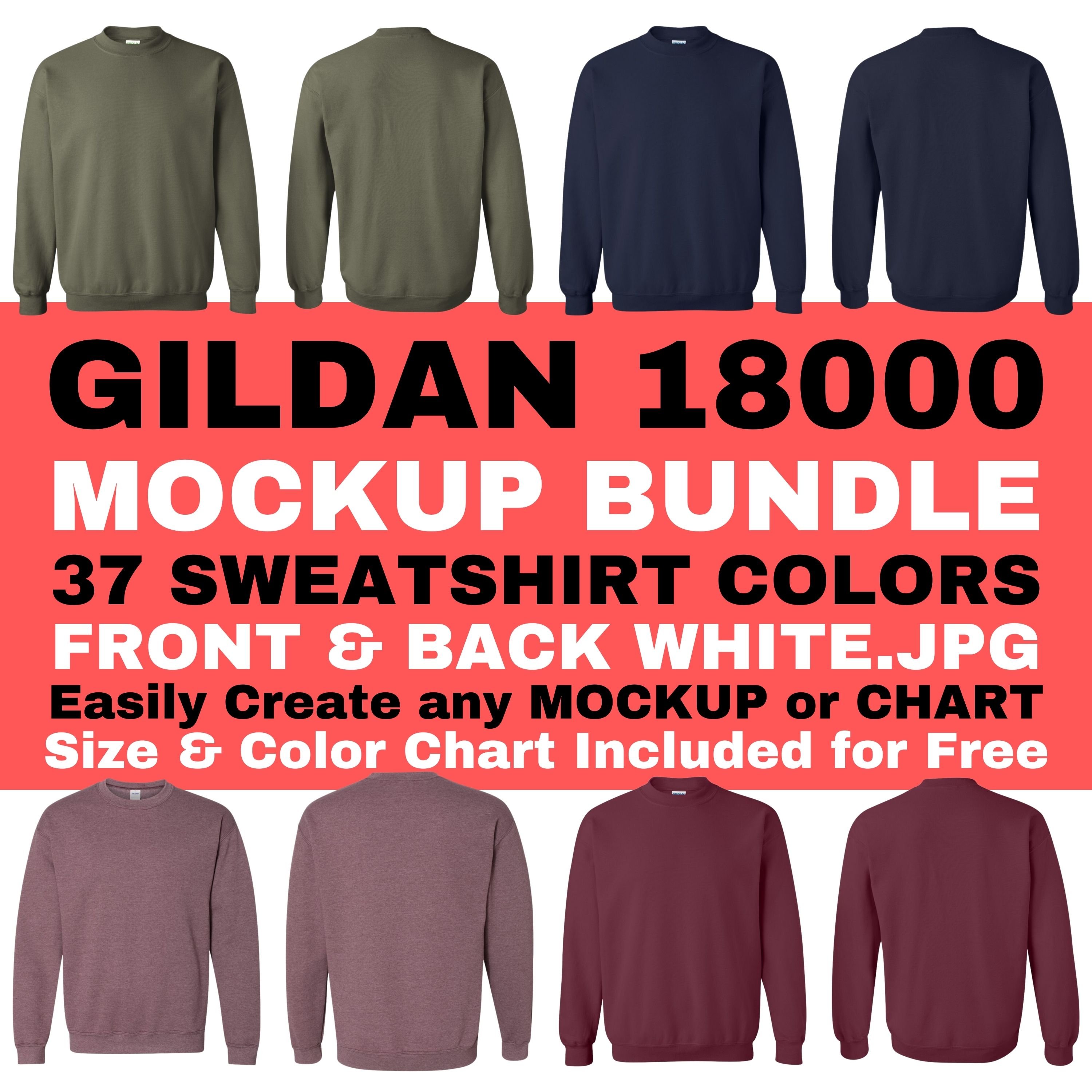 Gildan 18000/ Unisex Jersey Color Chart //  Color Chart