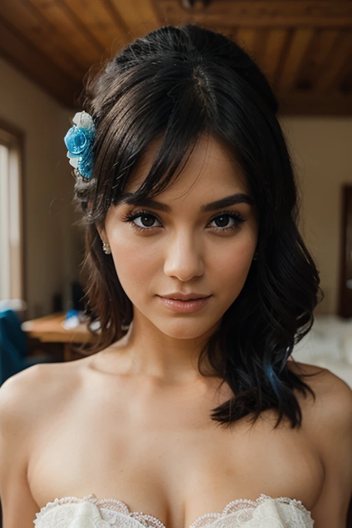 dusty blue wedding hairstyle