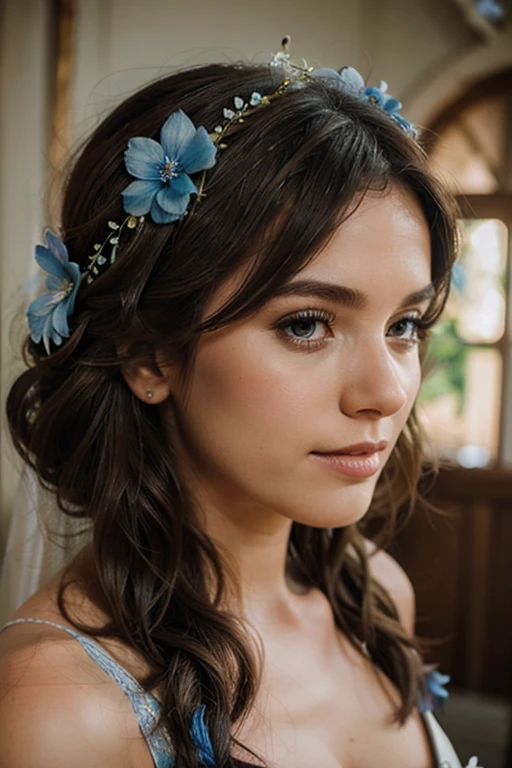 dusty blue wedding hairstyle