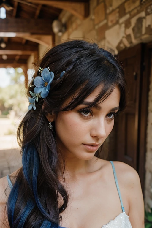 dusty blue wedding hairstyle