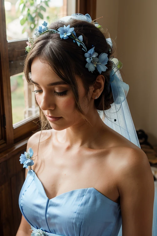 dusty blue wedding hairstyle