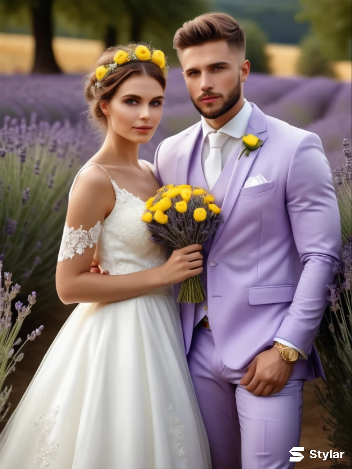 Lavender and Buttercup Yellow spring wedding colors