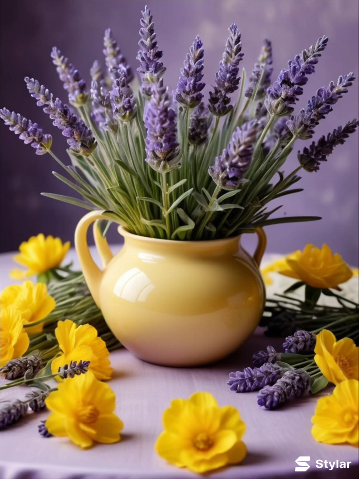 Lavender and Buttercup Yellow spring wedding colors