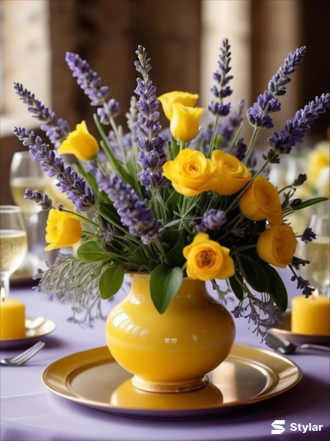 Lavender and Buttercup Yellow spring wedding colors