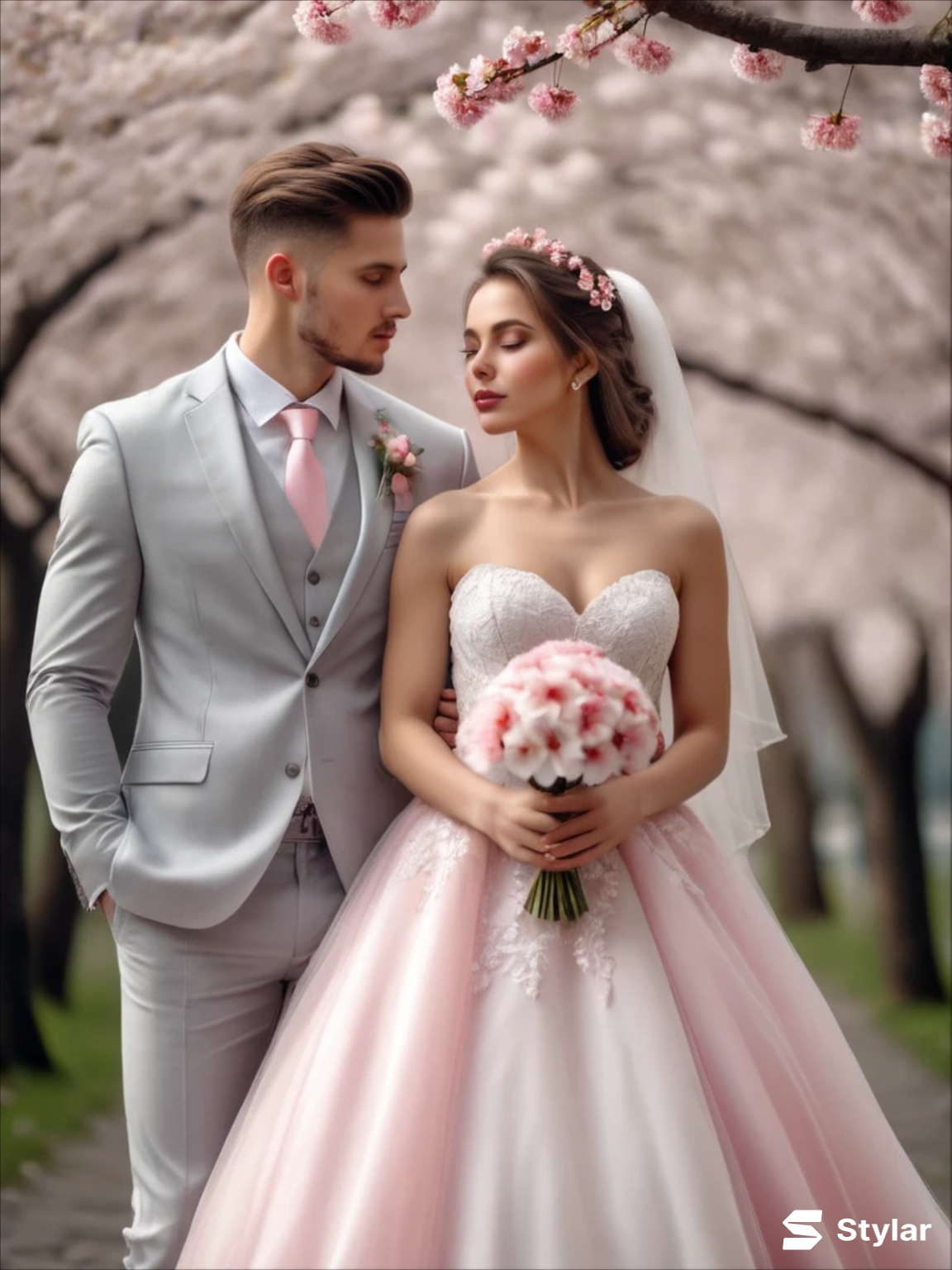 Cherry Blossom Pink and Soft Gray spring wedding colors