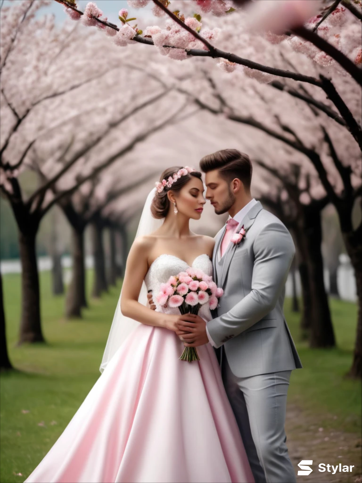 Cherry Blossom Pink and Soft Gray spring wedding colors