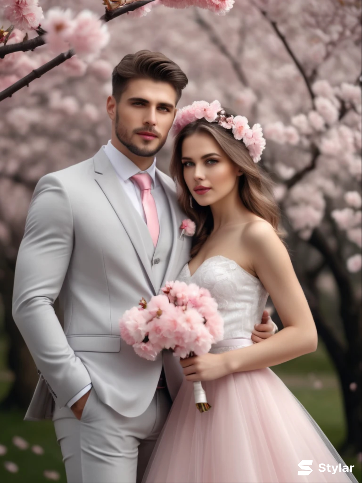Cherry Blossom Pink and Soft Gray spring wedding colors