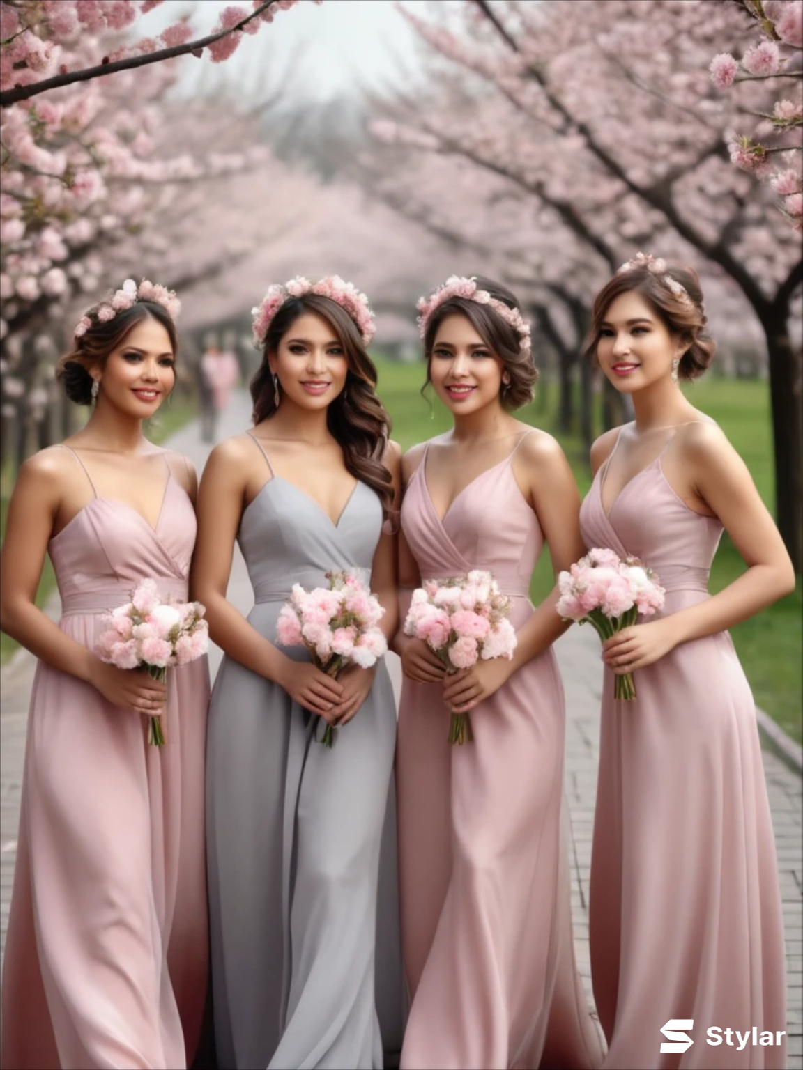 Cherry Blossom Pink and Soft Gray spring wedding colors