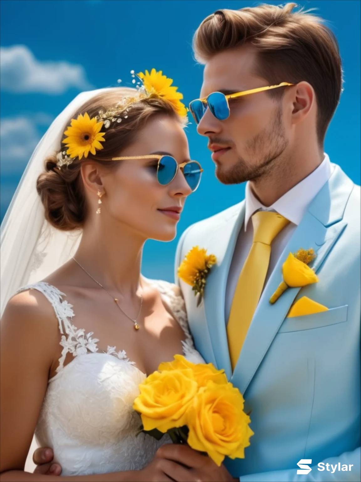 Sunshine Yellow and Sky Blue spring wedding colors
