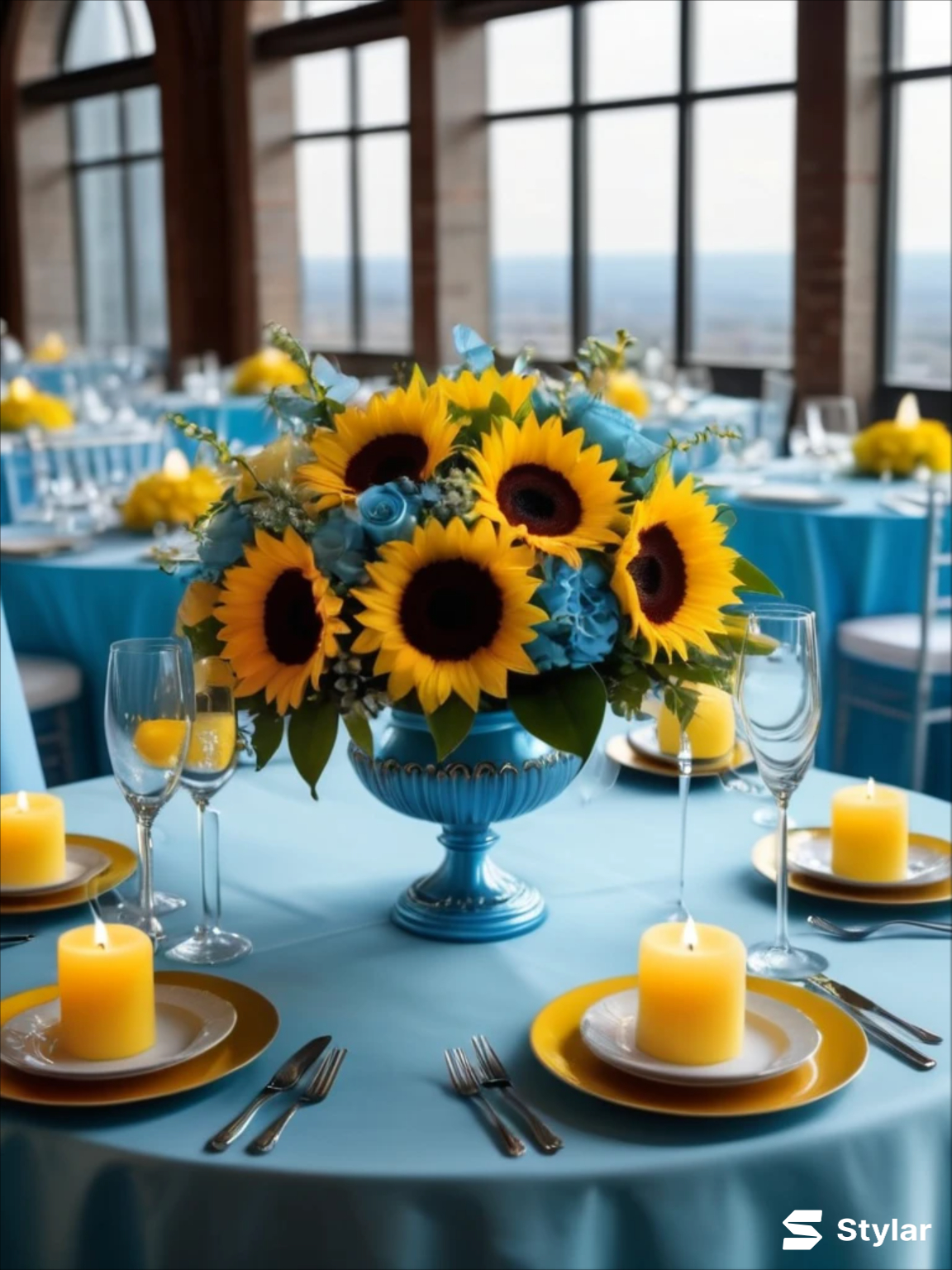 Sunshine Yellow and Sky Blue spring wedding colors