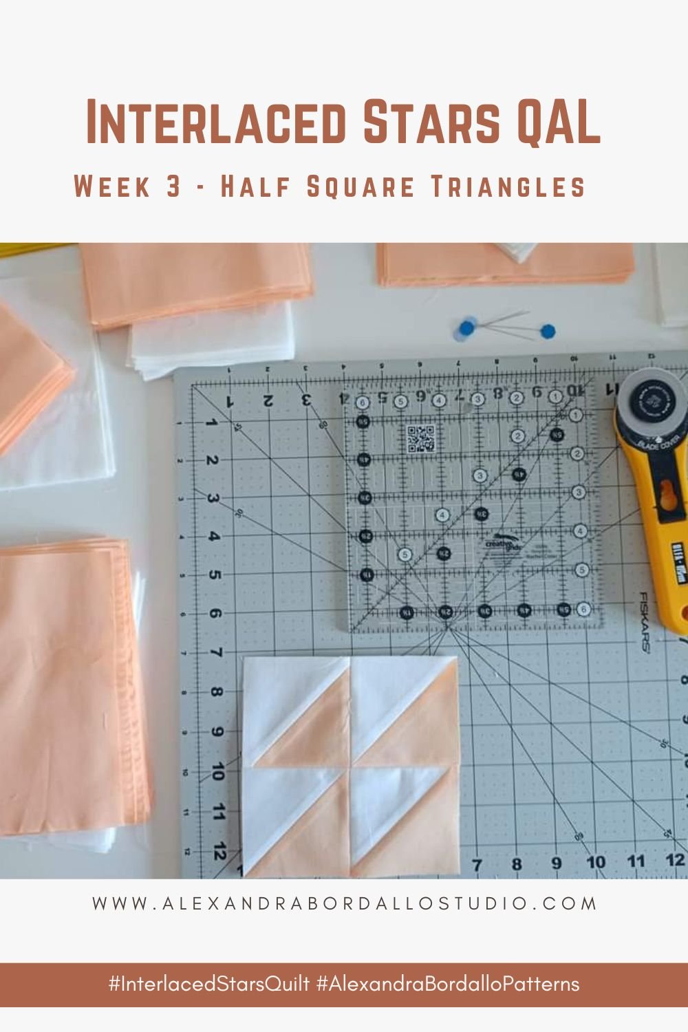 Interlaced Stars Quilt Sew Along, Modern Quilt Patterns. Week 3 HST blocks