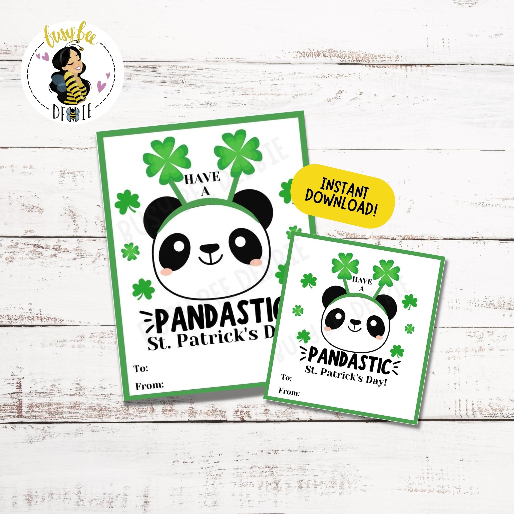 Printable Panda St Patrick Gift Tags | Cute Panda Shamrocks Clover | St ...