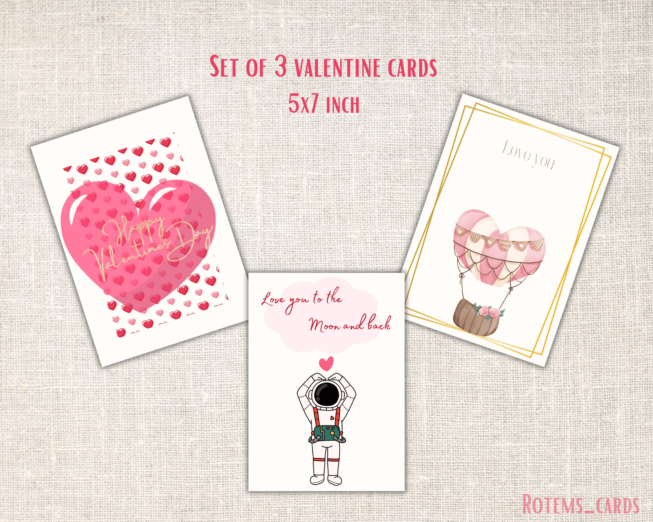 Printable Set of 3 valentine cards - Payhip