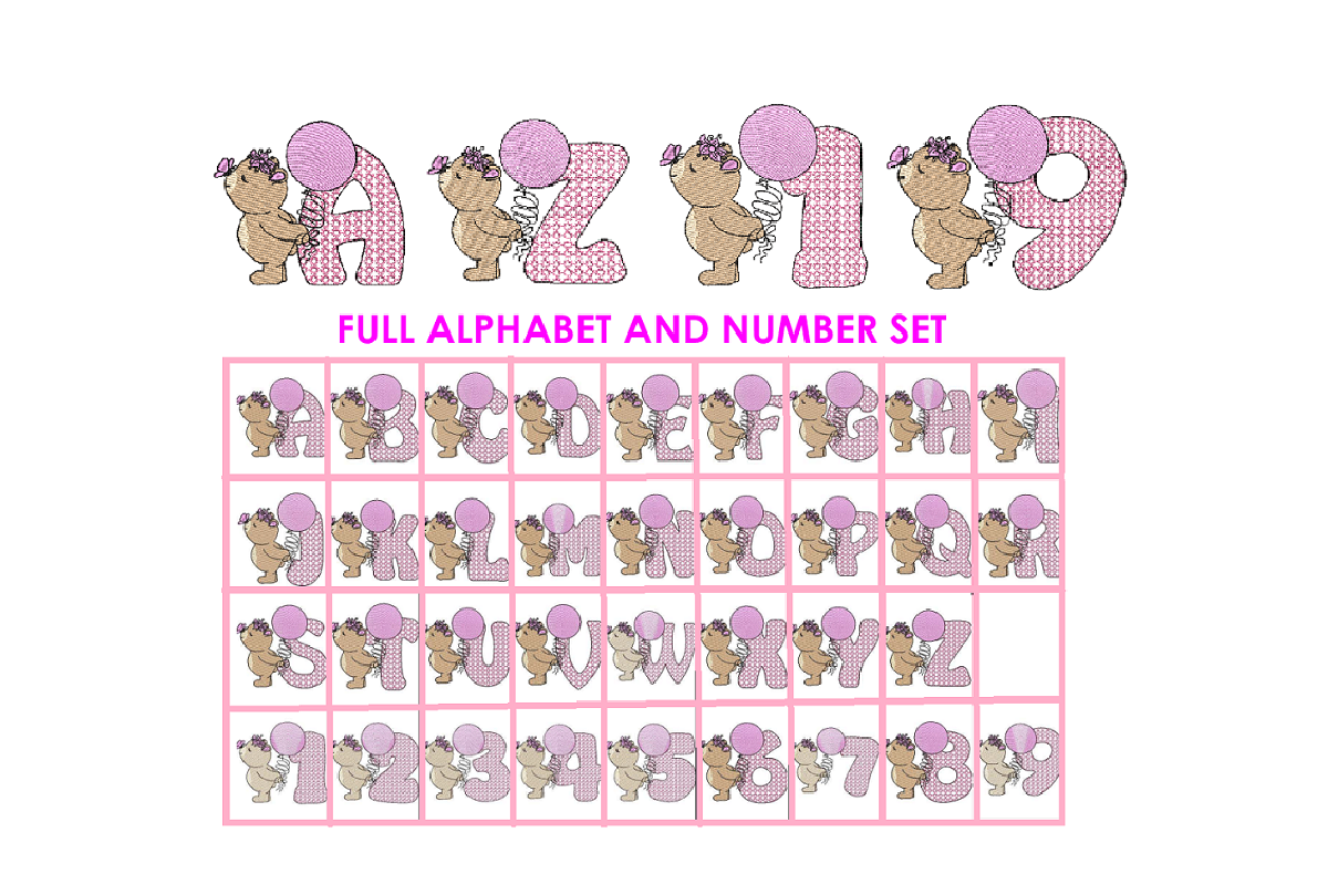 Machine embroidery design bundle, AZ-19-Alphabet Number, INSTANT DOWNLOAD