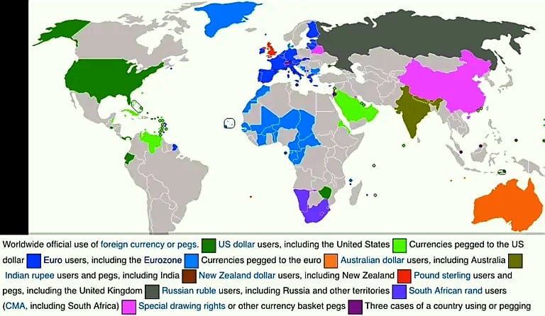 Currency substitutions across the world.