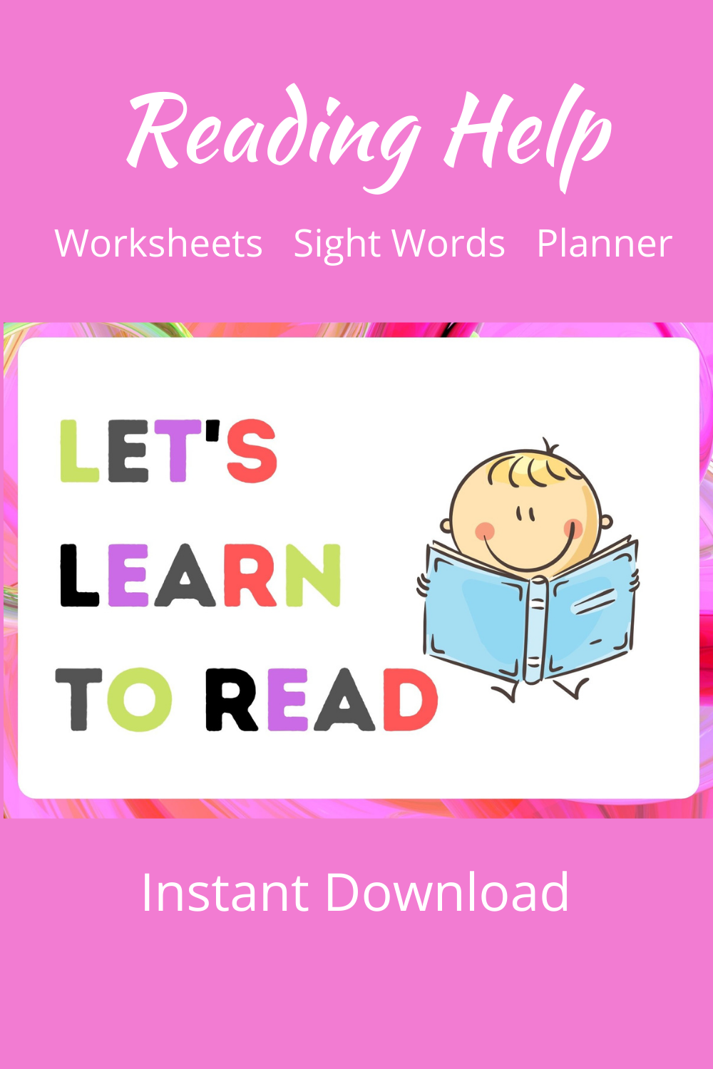 PreK through 2nd Grade Reading help at home.which includes instructions, worksheets, sightwords through 3rd grade and a planner