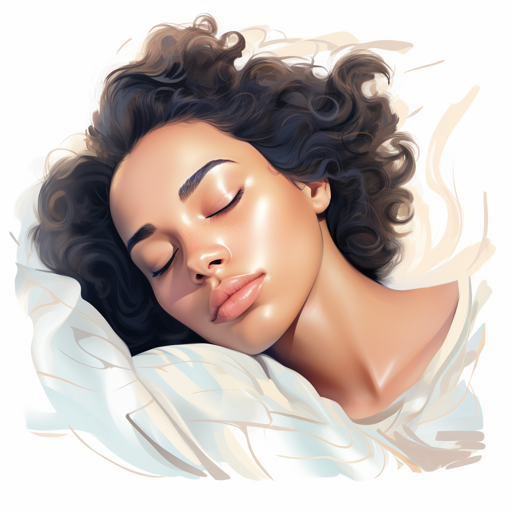 illustration woman sleeping in bed