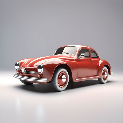 3D Cartoon Red Vintage Car 4K Wallpaper