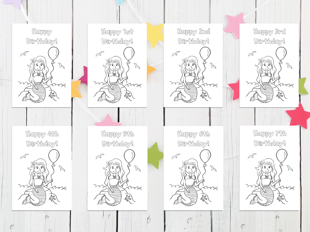 Printable Mermaid Birthday Card for Free Printable Mermaid Birthday Cards