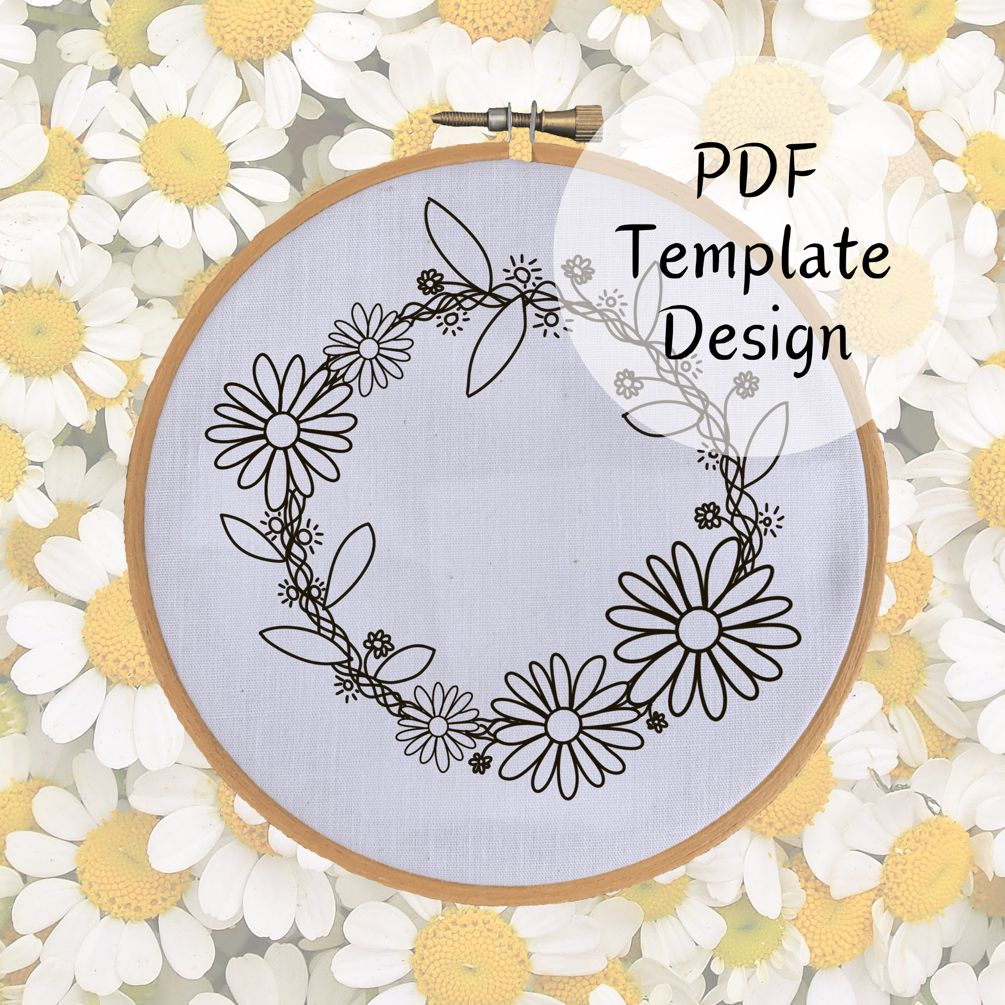 Daisy Chain Wreath Hand Embroidery Pattern - DIY Design - Payhip