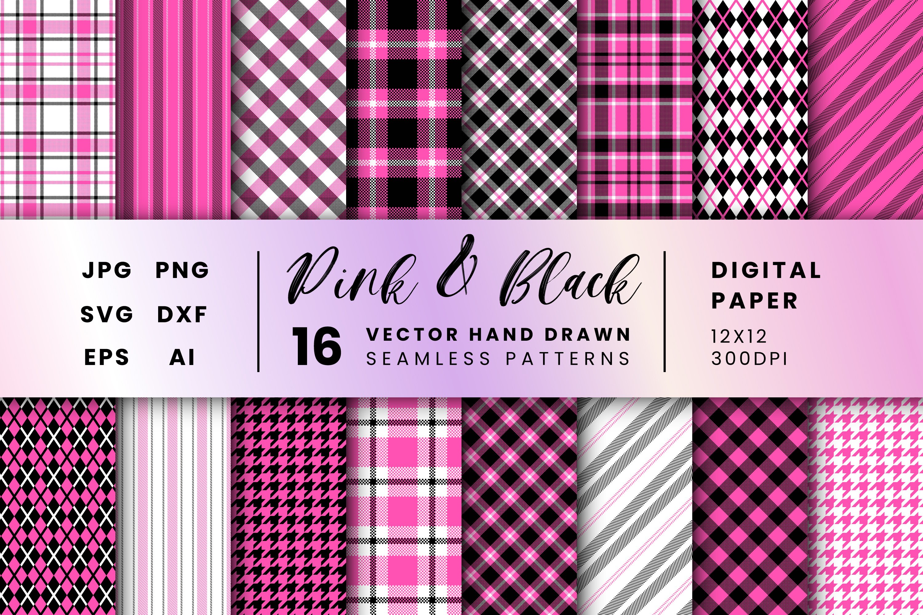 Pink and Black Seamless Plaids - Payhip