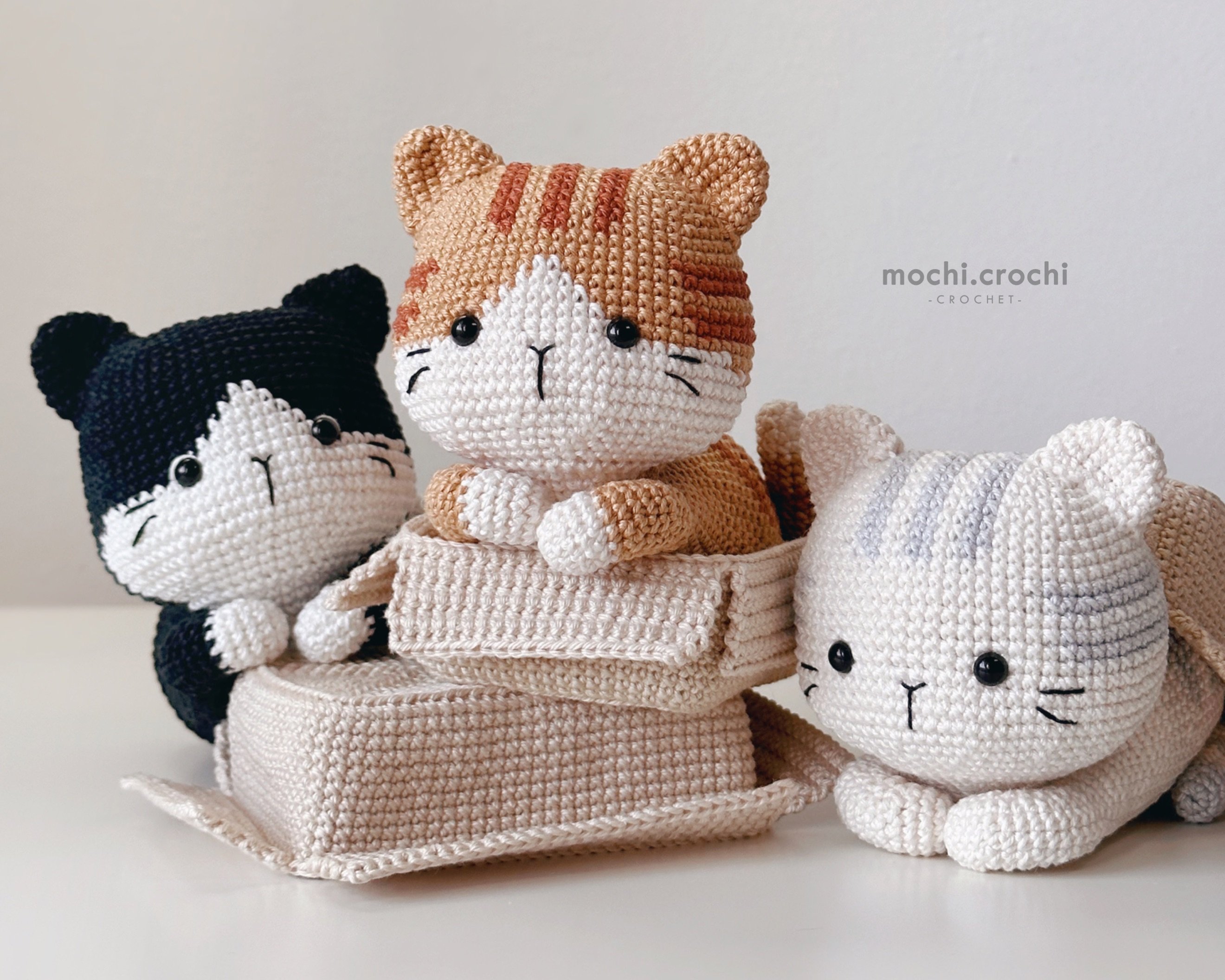 Crochet Pattern - Catloaf in the Box - Tuxedo Tabby Tuxedo Tabby