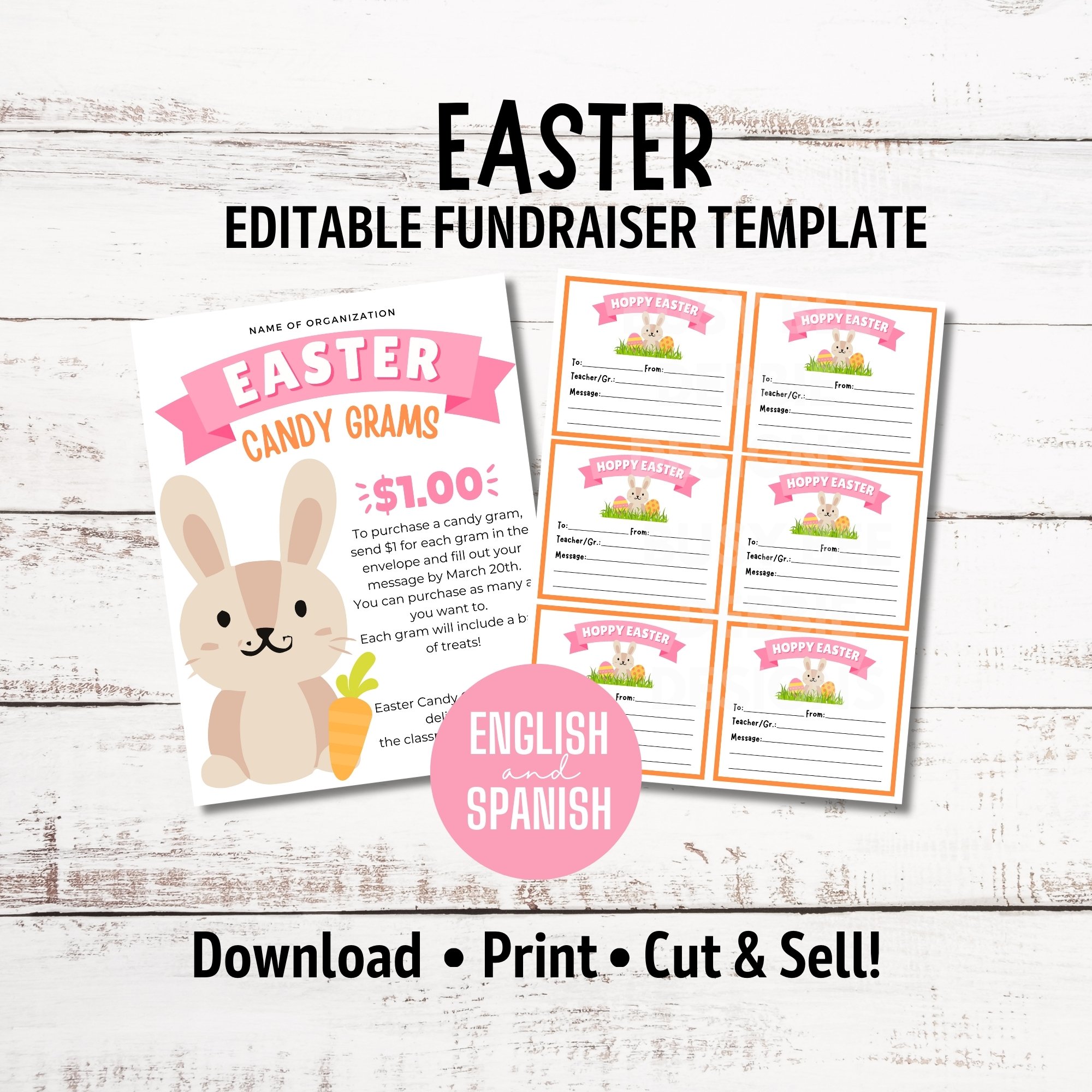 Editable Easter Candy Gram Flyer | PTO / PTA School Fundraiser Template | Easter Bunny Candy Gram Fundraiser | Felices Pascuas - Payhip for Free Printable Candy Gram Template
