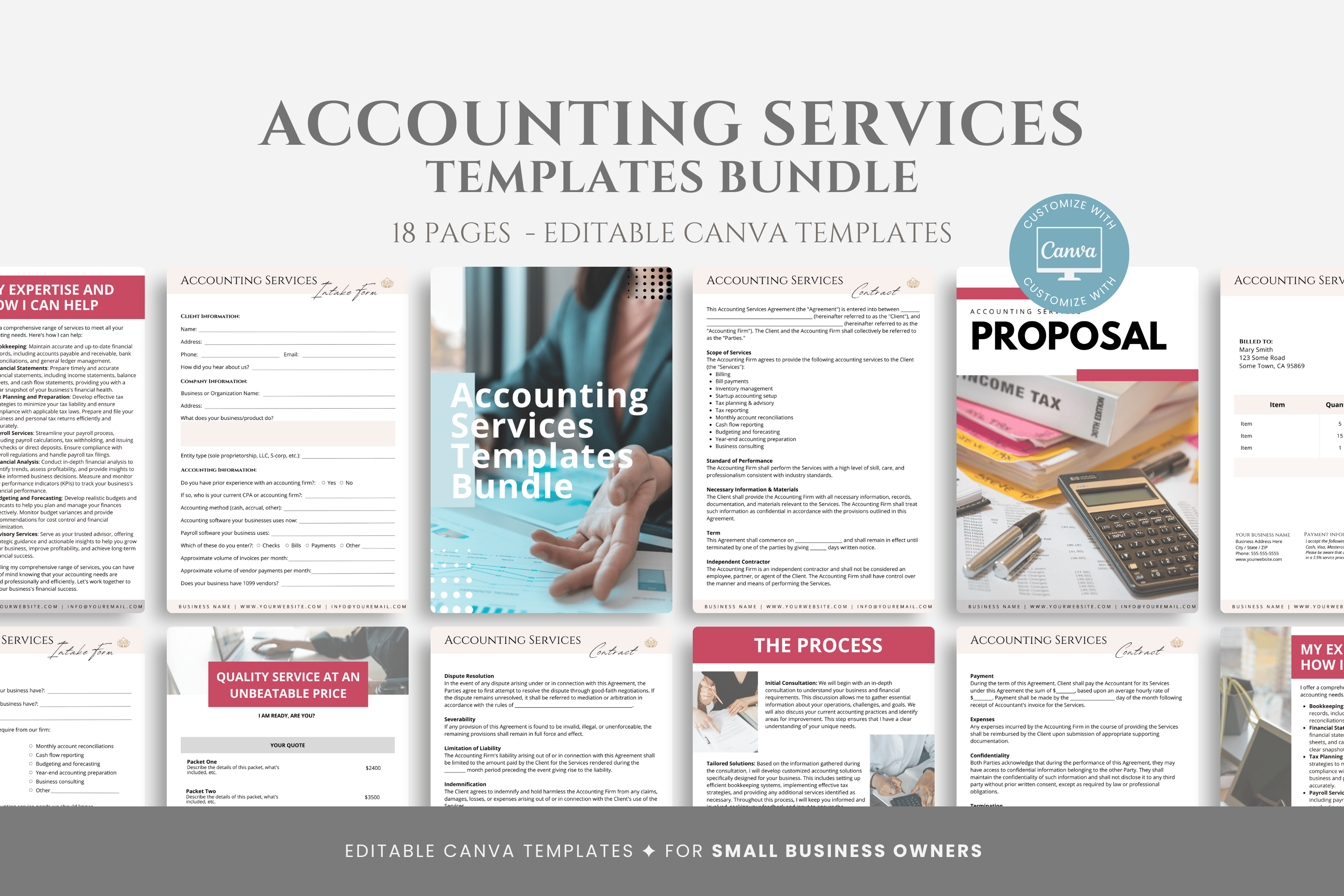 Service Template Example Editable Accounting Services Templates Bundle, Freelance Accountant ...