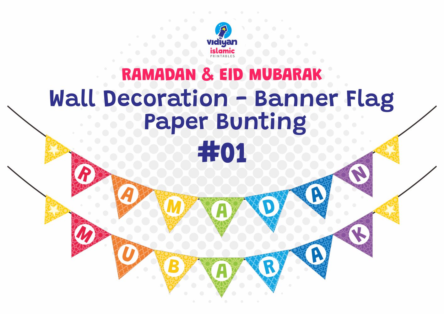 Ramadan & Eid Mubarak Decoration - Printable #01 - Banner Flag - Paper ...