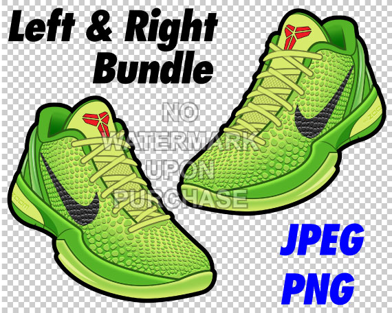 Kobe 6 Grinch with lace swap Left & Right shoe bundle JPEG PNG digital  download