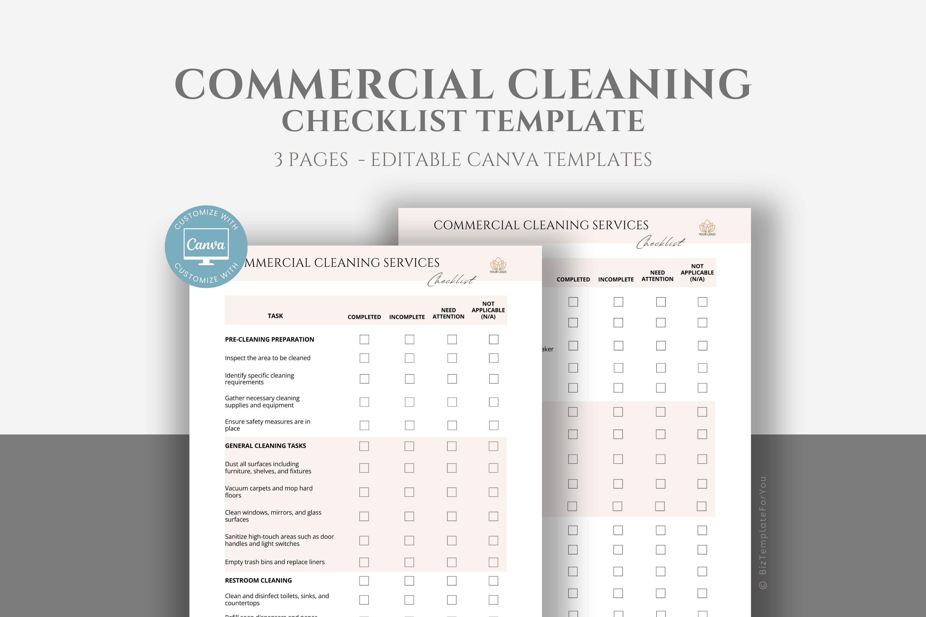 Commercial Cleaning Checklist Template for Cleaning Service Business