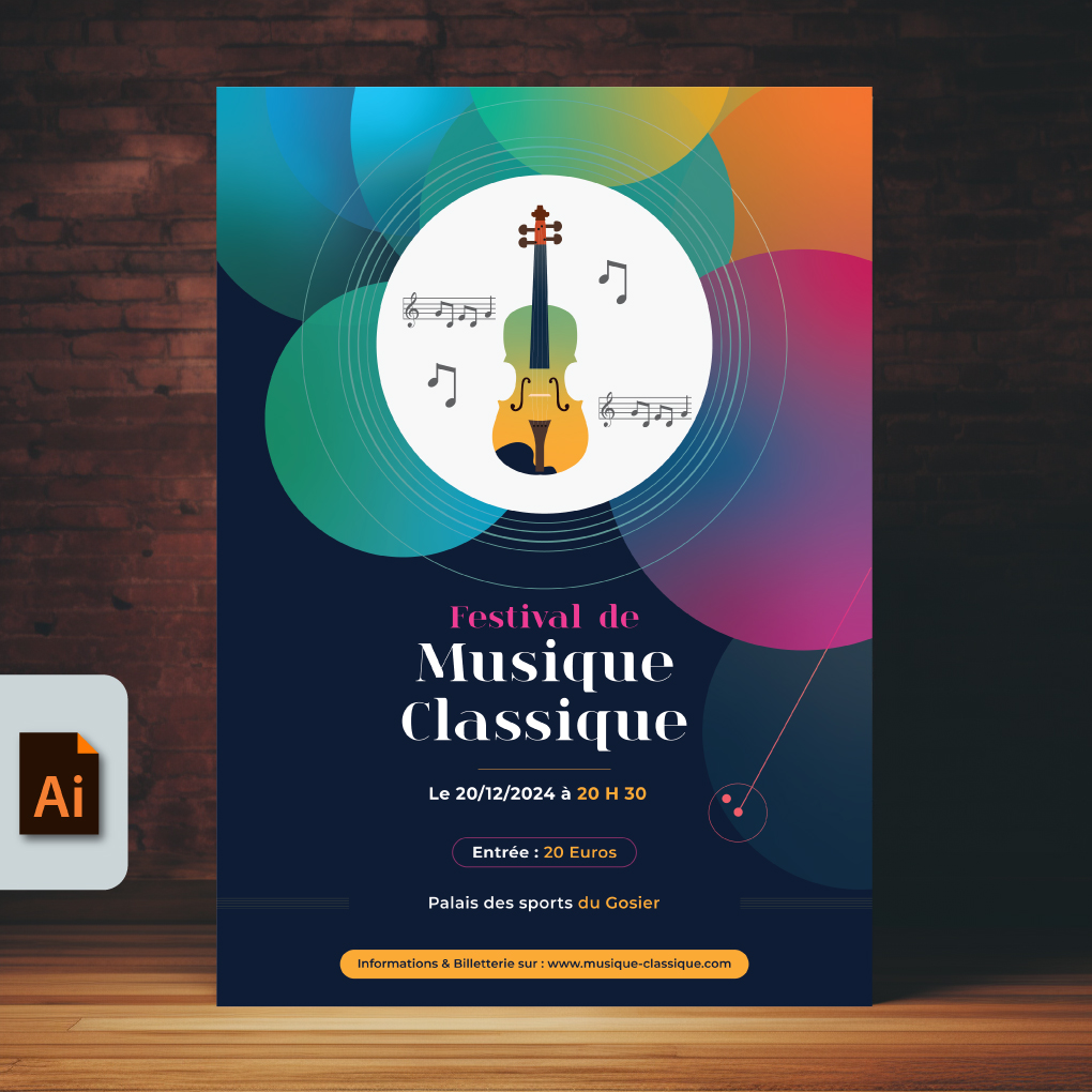 flyer pour festival de musique classique, template illustrator