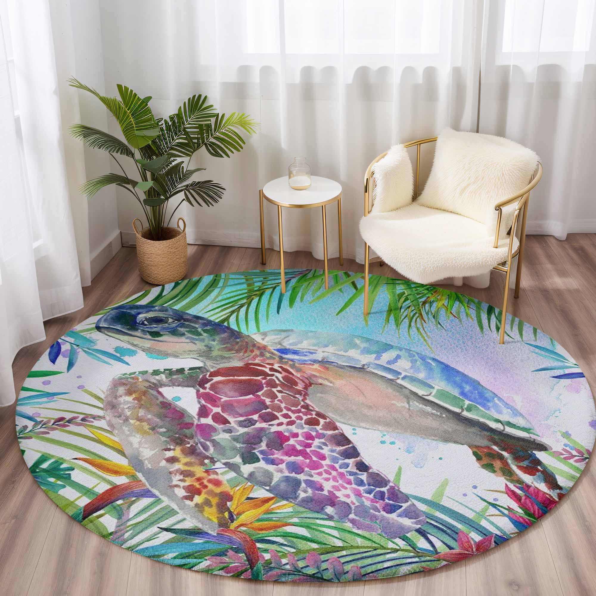 Circle Turtle Rug Sea Turtle Round Rug` - Payhip