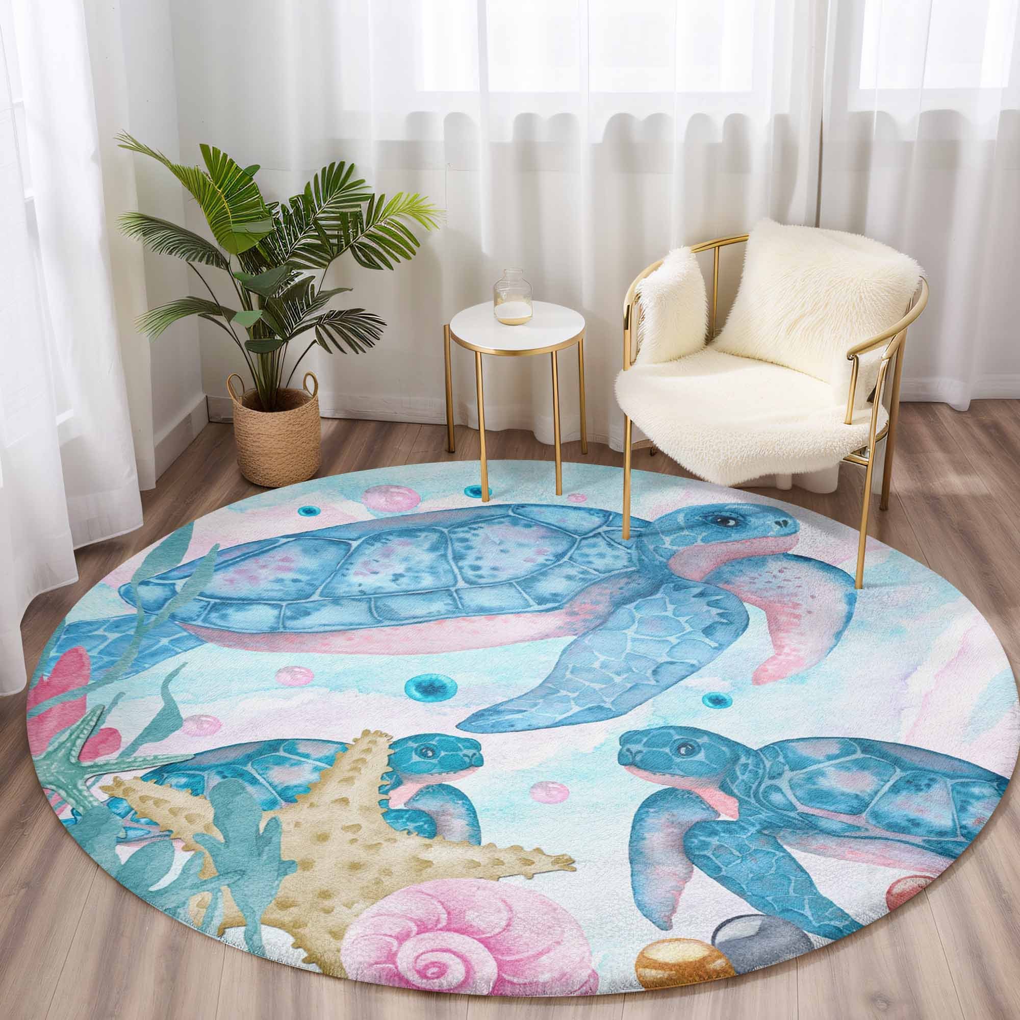 Turtle Themed Rug Sea Turtle Round Rug` - Payhip