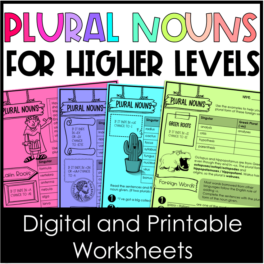 Digital and printable worksheets to practice forming Greek and Latin plurals.
