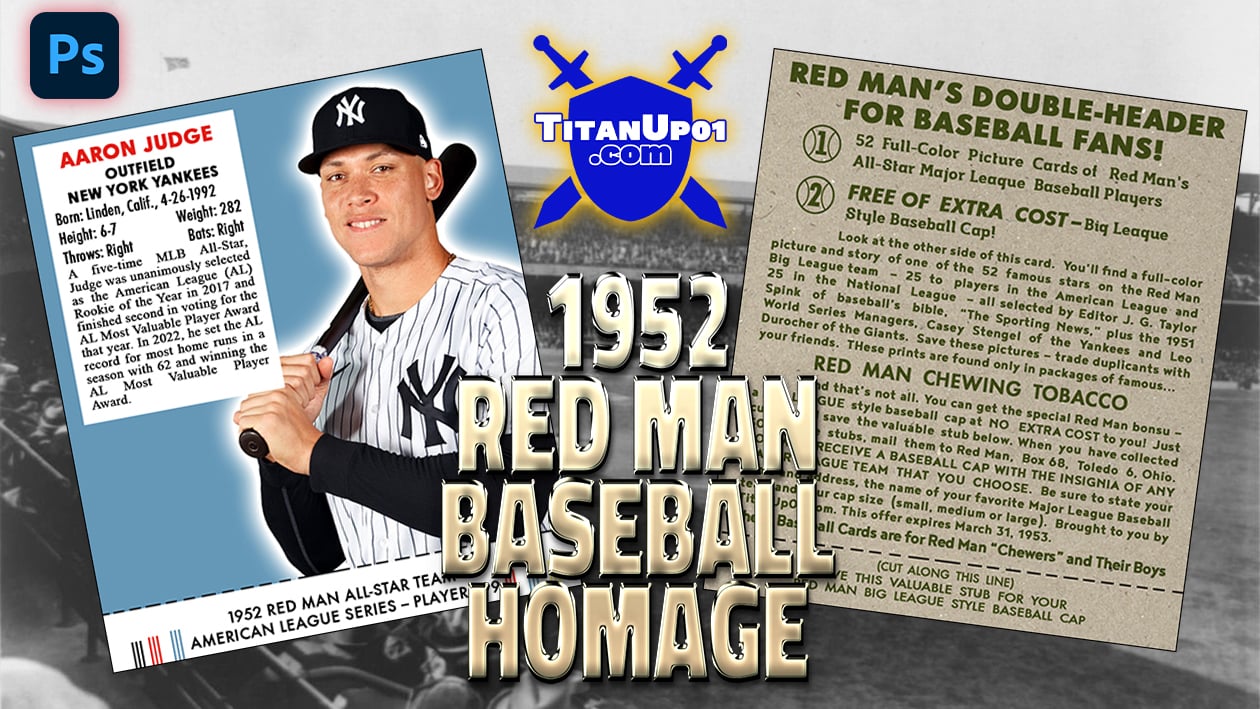 1952 Red Man Baseball Homage Photoshop PSD Templates