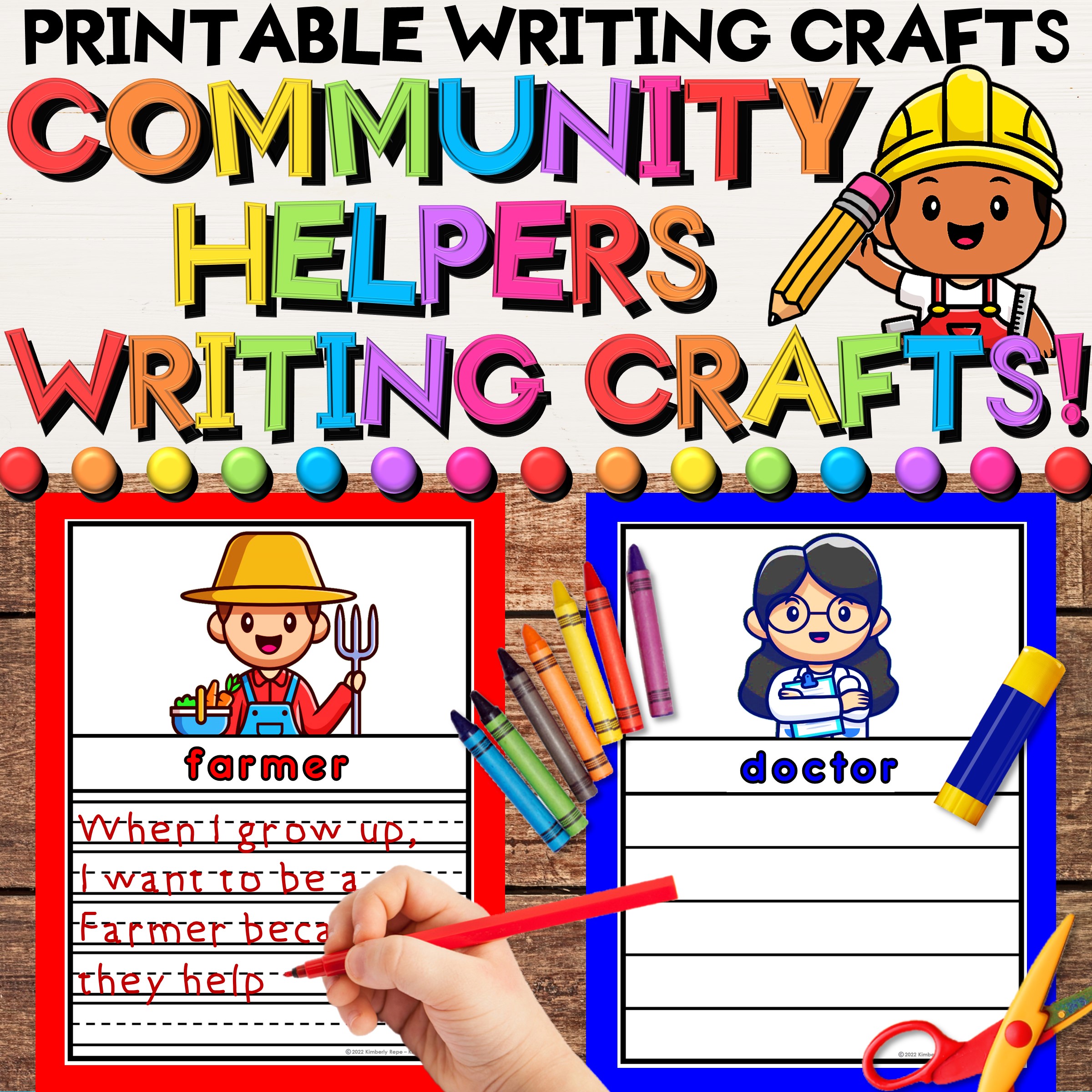 Community Helpers Writing Crafts for Job Exploration & Career Education ...