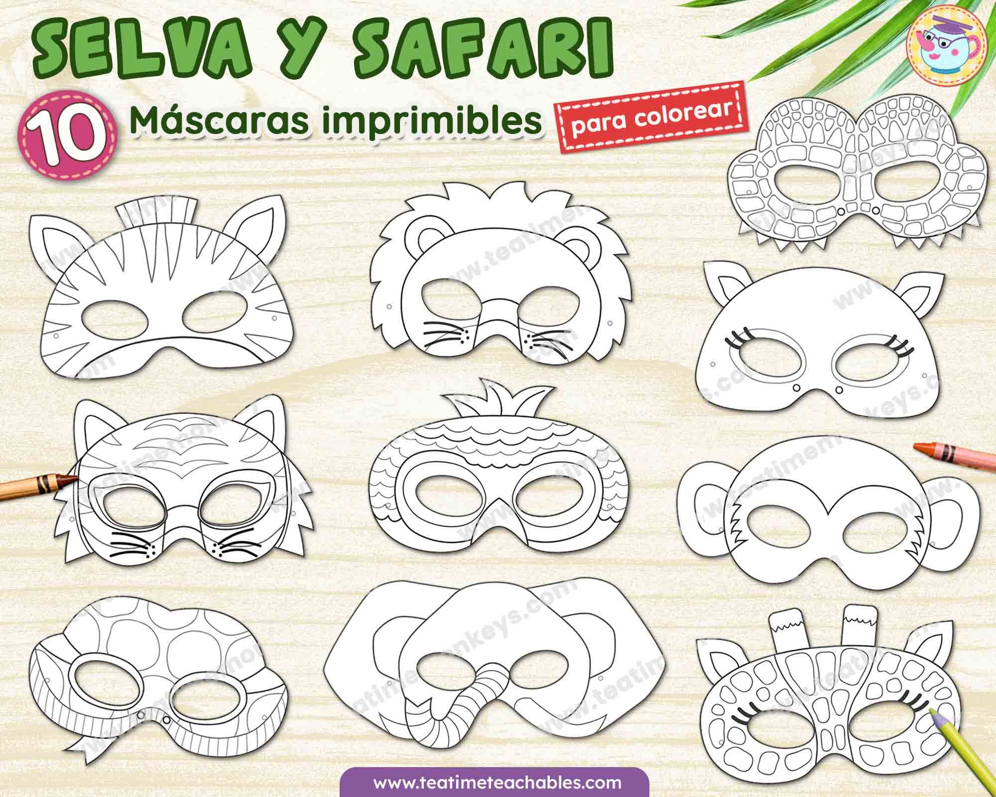 Animales de la selva y safari: Máscaras PARA COLOREAR - Payhip dibuja-y-colorea-animales-salvajes-dibujos-para-ni-os-youtube