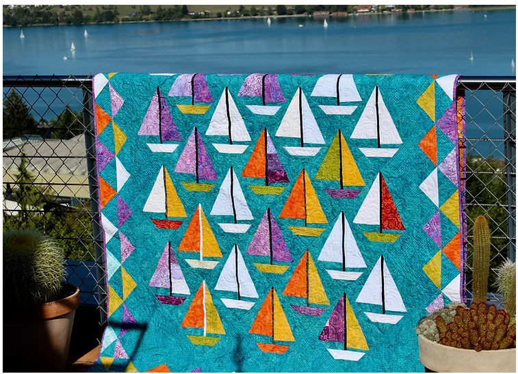 Sail Boat Quilt Pattern. This can be traditionally pieced or made using paper piecing.