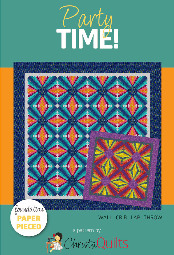 Beginner friendly quilt pattern in multiple sizes. Party Time by Christa Quilts