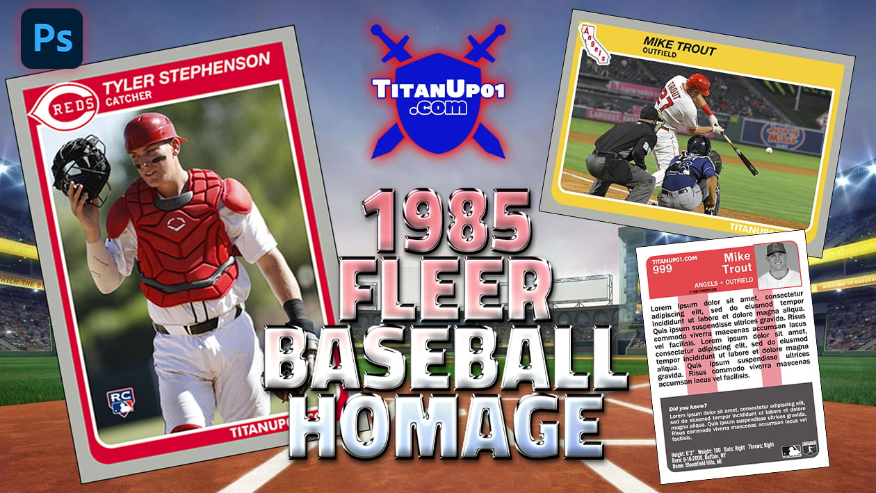 1985 Fleer Baseball Homage Photoshop PSD Templates