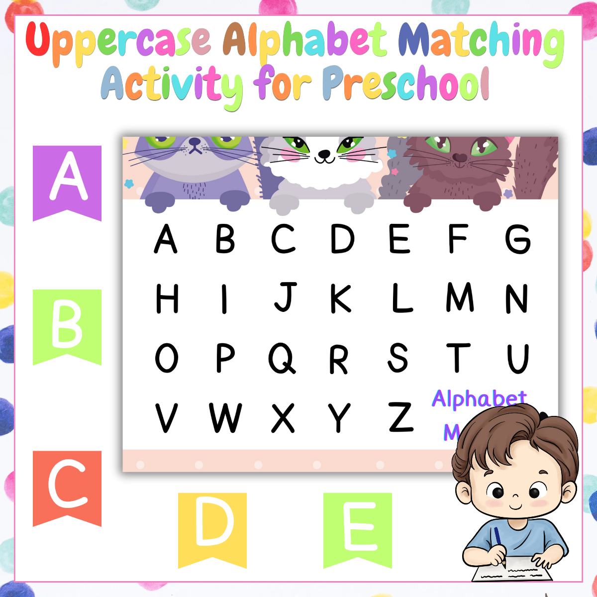 Uppercase Alphabet Matching Activity for Preschool, Pre-K, and Kindergarten