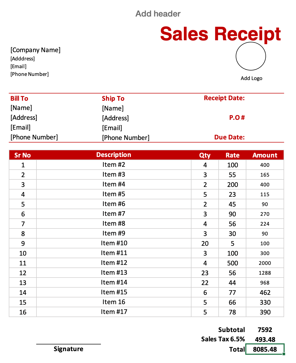 10 Printable Receipt Templates.xlsx .docx | Softcopy®