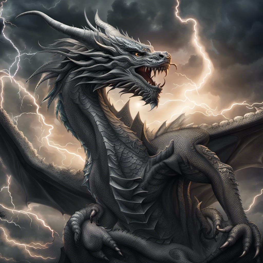 Dragon in an electric storm