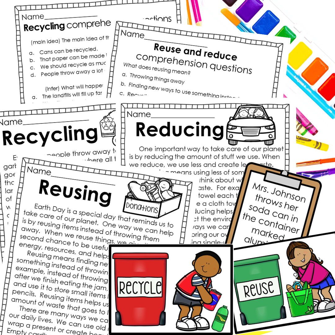 Recycle-Reduce Reuse Earth day the three r's