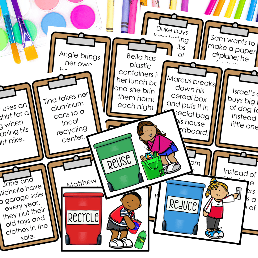 sorting recycling, reducing or reusing